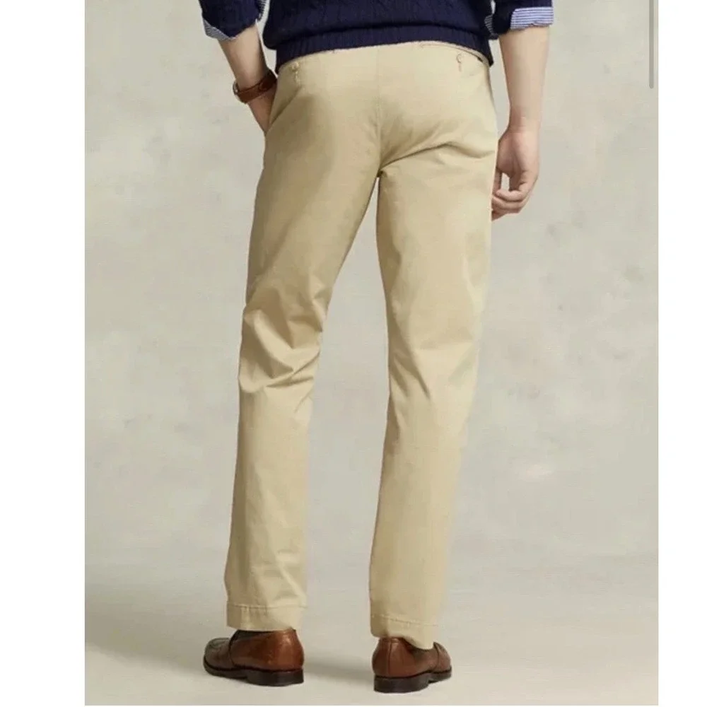 Polo Ralph Lauren Chino Pants Mens 35x32 Tan Khaki Classic Cotton Twill Trousers